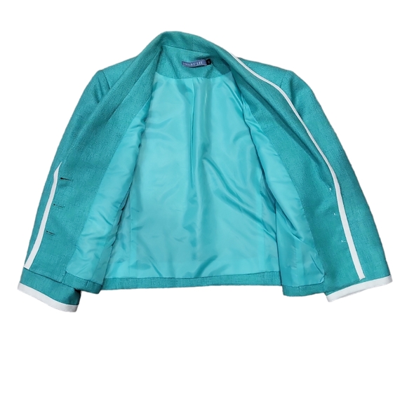 NWOT Vintage Henry-Lee women's green white trim blazer top long dress 2 pcs set - Picture 9 of 14